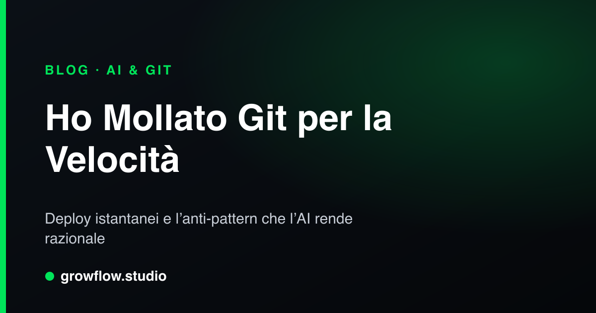 Ho mollato Git per la velocità (e l’AI me lo ha permesso)